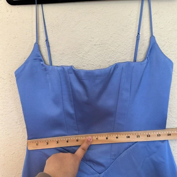 House of CB 'Olivette' Periwinkle Satin Corset Maxi Dress NWOT size M